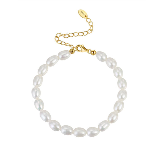 BaroqueLustre™ S925 Sterling Silver Natural Baroque Freshwater Pearl Adjustable Bracelet