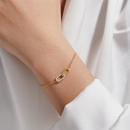 Celeste Cross-Link Zircon Bracelet-925 Sterling Silver Minimal Elegance