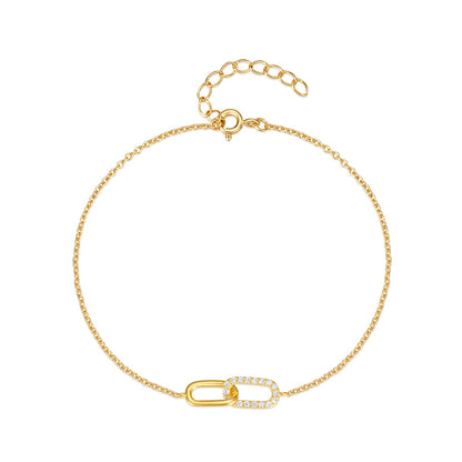 Celeste Cross-Link Zircon Bracelet-925 Sterling Silver Minimal Elegance