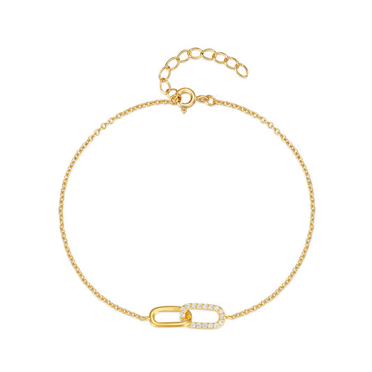 Celeste Cross-Link Zircon Bracelet-925 Sterling Silver Minimal Elegance