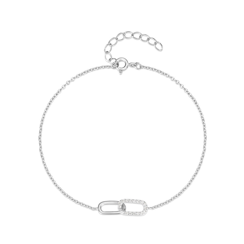Celeste Cross-Link Zircon Bracelet-925 Sterling Silver Minimal Elegance