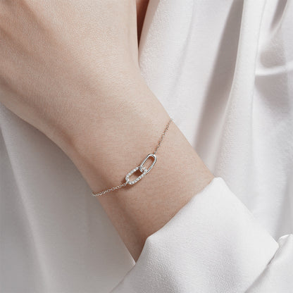 Celeste Cross-Link Zircon Bracelet-925 Sterling Silver Minimal Elegance