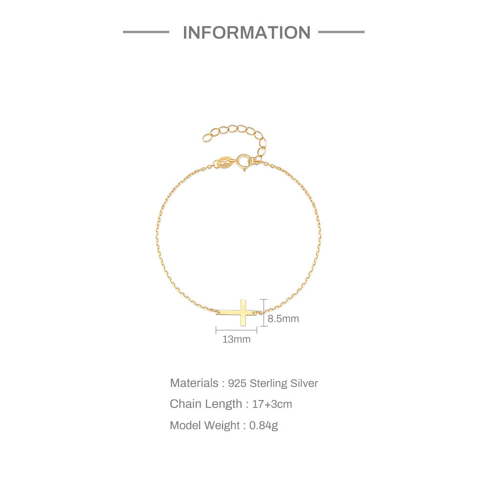 Lumi Cross Sterling Bracelet-925 Silver Minimal Faith Jewelry