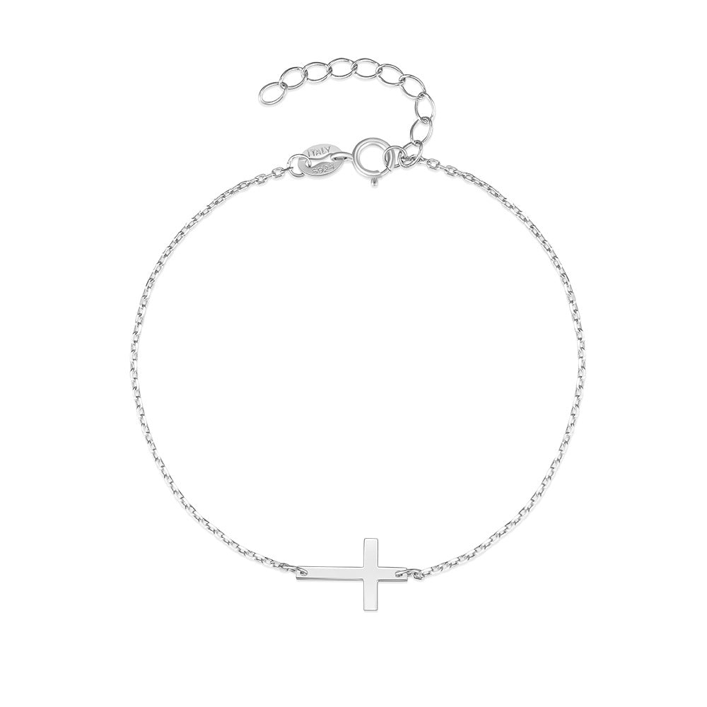 Lumi Cross Sterling Bracelet-925 Silver Minimal Faith Jewelry