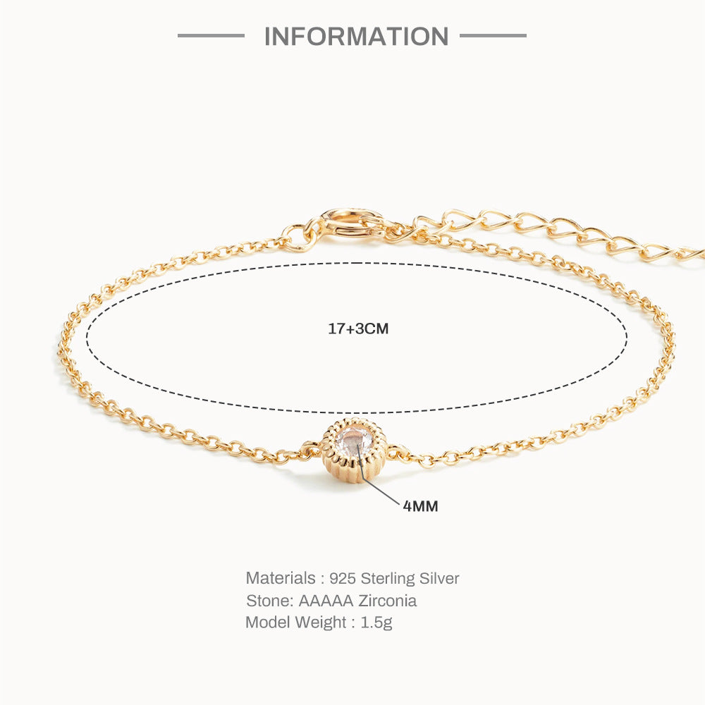 Luna Halo Zircon Bracelet-925 Sterling Silver Timeless Sparkle