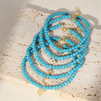 Azure Noël Turquoise Charm Bracelet – 925 Sterling Silver Beaded Elegance