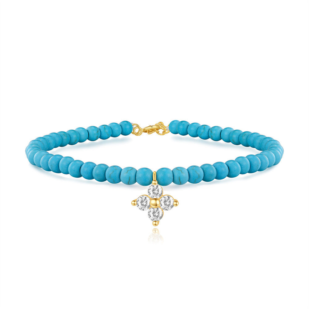Azure Noël Turquoise Charm Bracelet – 925 Sterling Silver Beaded Elegance