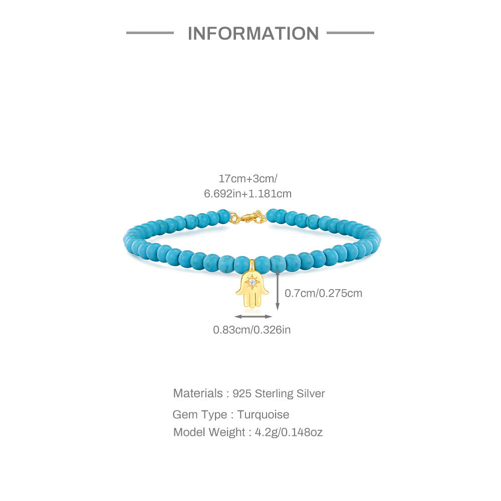 Azure Noël Turquoise Charm Bracelet – 925 Sterling Silver Beaded Elegance