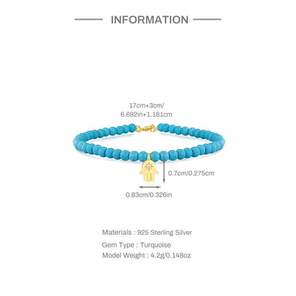 Azure Noël Turquoise Charm Bracelet – 925 Sterling Silver Beaded Elegance