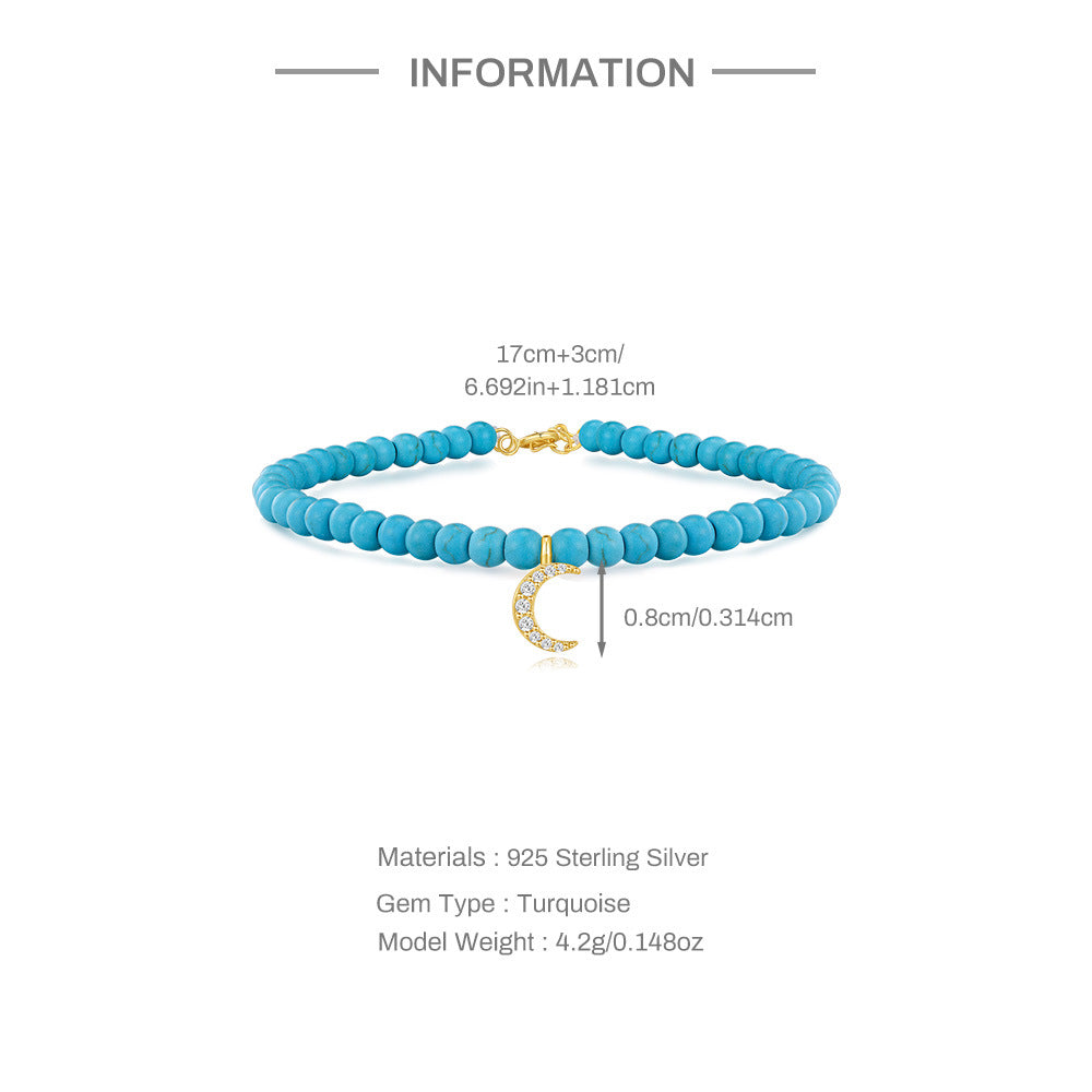 Azure Noël Turquoise Charm Bracelet – 925 Sterling Silver Beaded Elegance
