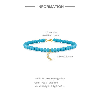 Azure Noël Turquoise Charm Bracelet – 925 Sterling Silver Beaded Elegance