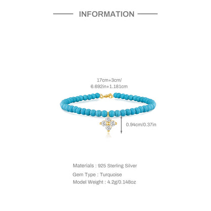 Azure Noël Turquoise Charm Bracelet – 925 Sterling Silver Beaded Elegance