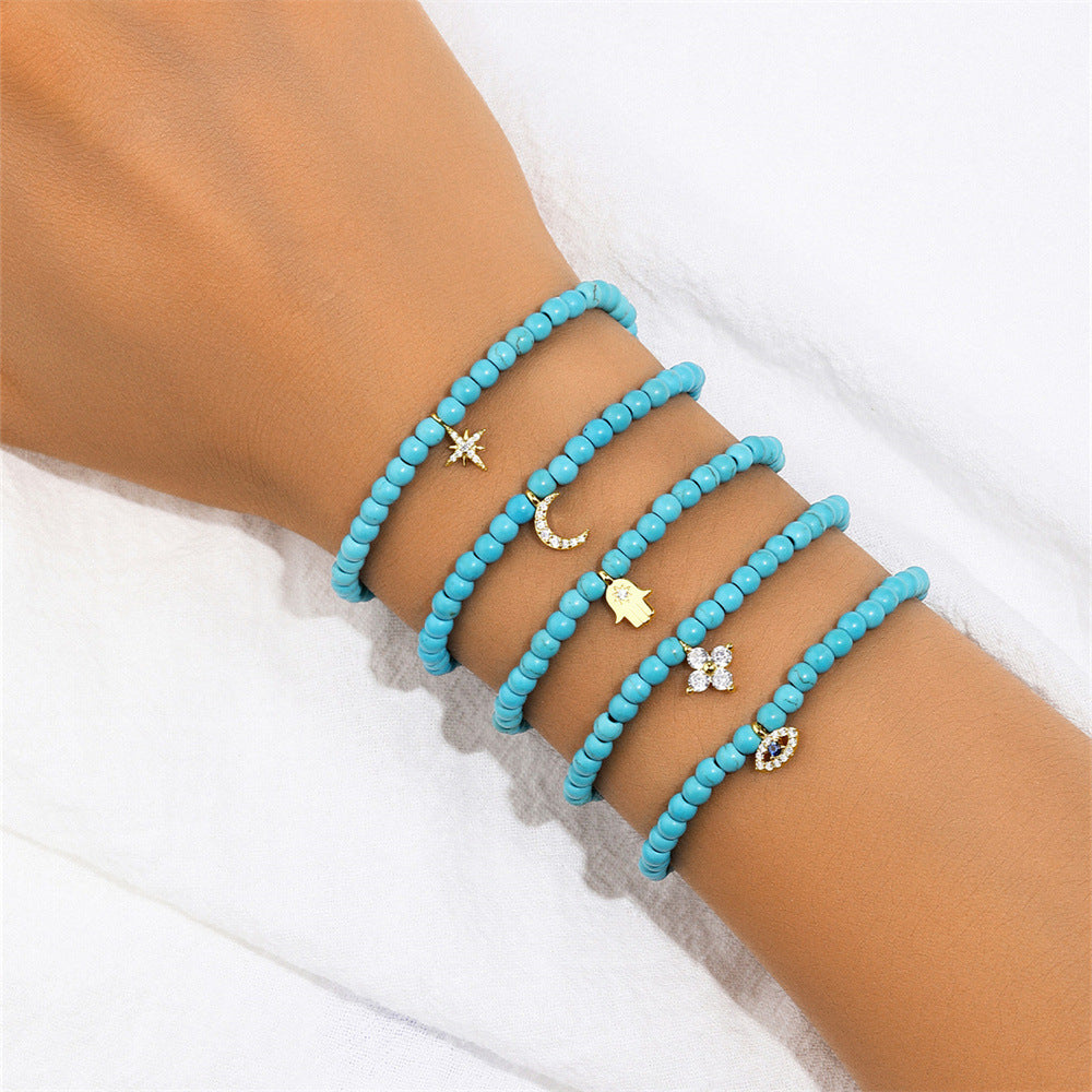 Azure Noël Turquoise Charm Bracelet – 925 Sterling Silver Beaded Elegance