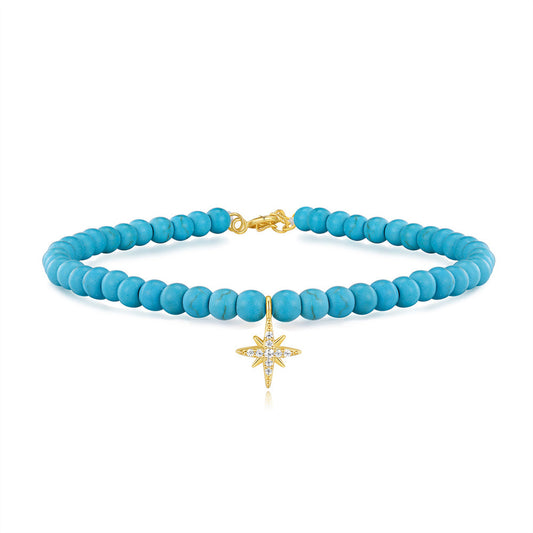 Azure Noël Turquoise Charm Bracelet – 925 Sterling Silver Beaded Elegance