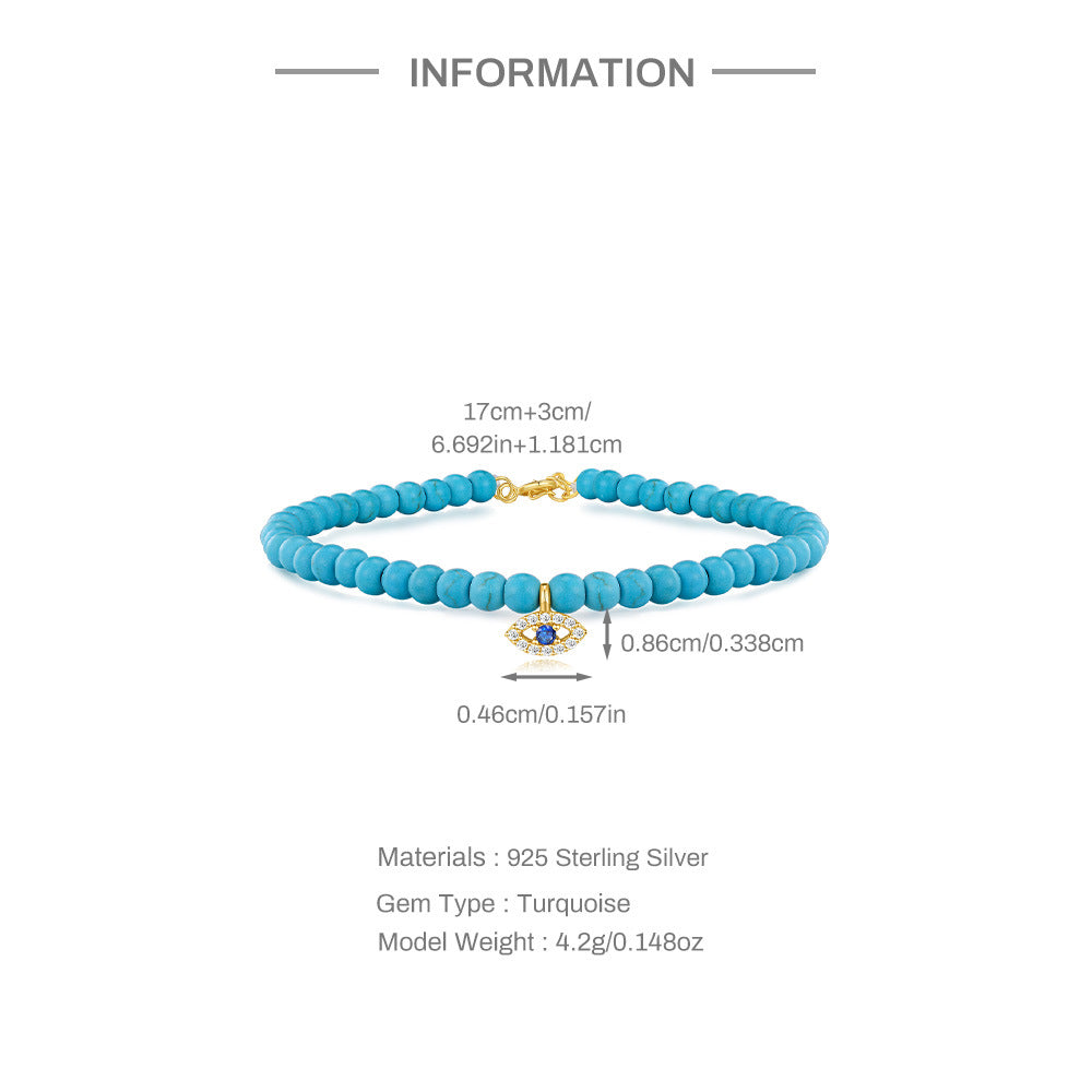 Azure Noël Turquoise Charm Bracelet – 925 Sterling Silver Beaded Elegance