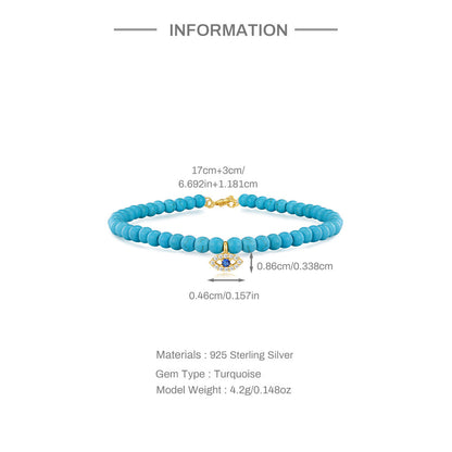 Azure Noël Turquoise Charm Bracelet – 925 Sterling Silver Beaded Elegance