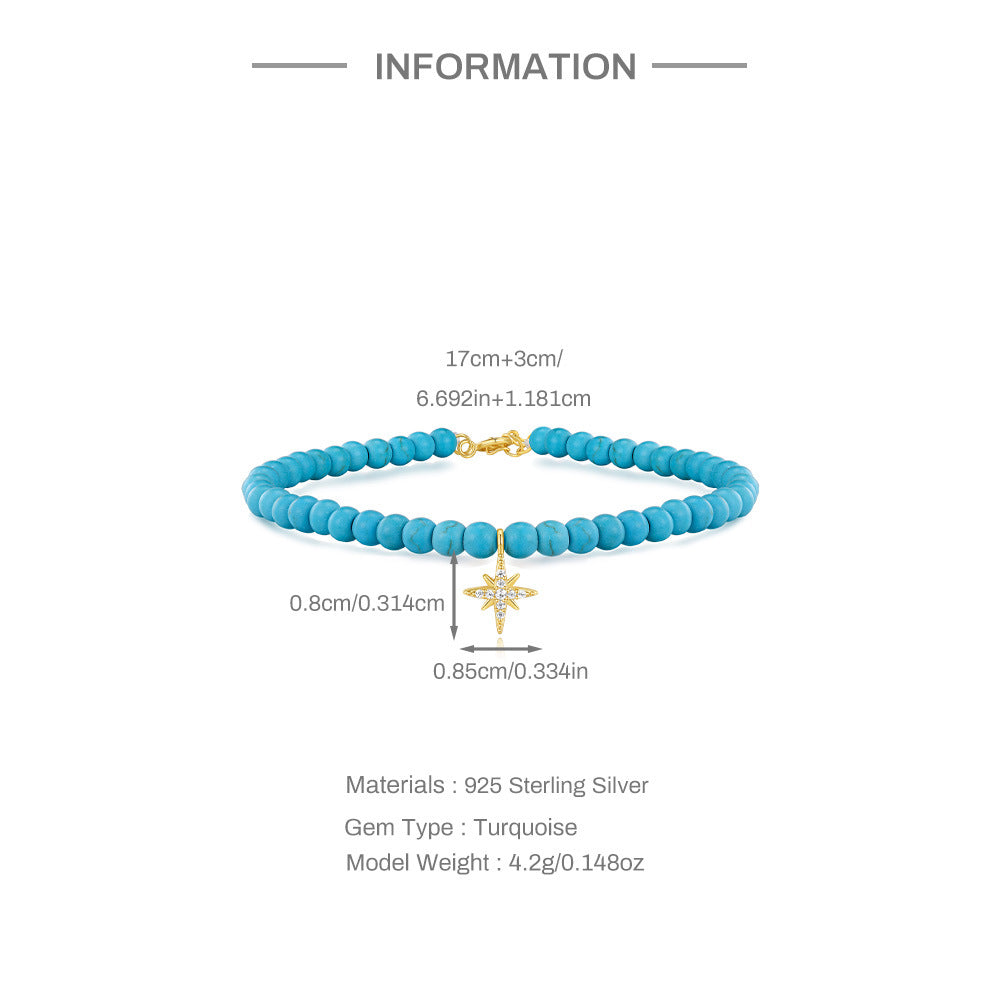 Azure Noël Turquoise Charm Bracelet – 925 Sterling Silver Beaded Elegance