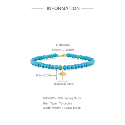 Azure Noël Turquoise Charm Bracelet – 925 Sterling Silver Beaded Elegance