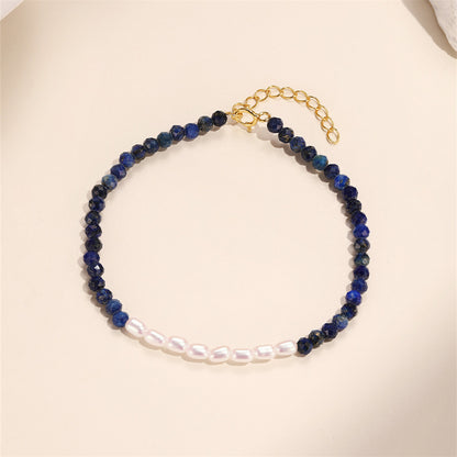 Celeste Lapis Pearl Bracelet-925 Sterling Silver Vintage Elegance