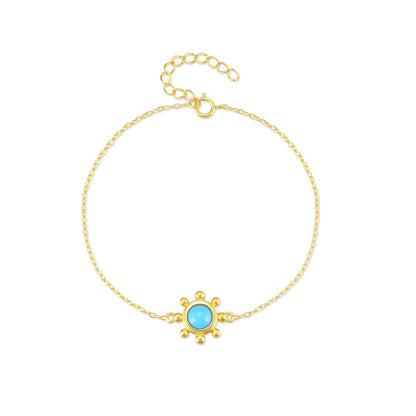 Étoile Turquoise Medallion Bracelet – 925 Sterling Silver French Chic Jewelry