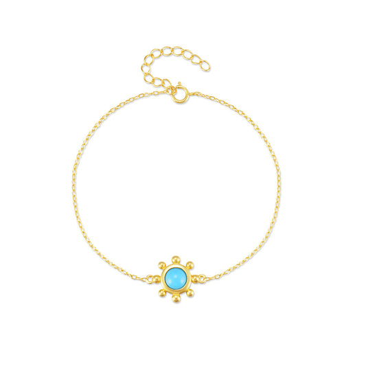 Étoile Turquoise Medallion Bracelet – 925 Sterling Silver French Chic Jewelry