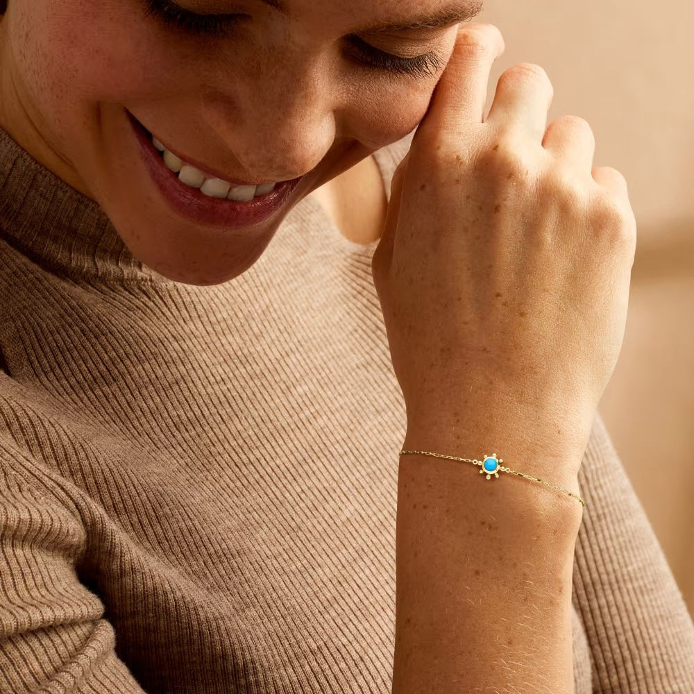Étoile Turquoise Medallion Bracelet – 925 Sterling Silver French Chic Jewelry