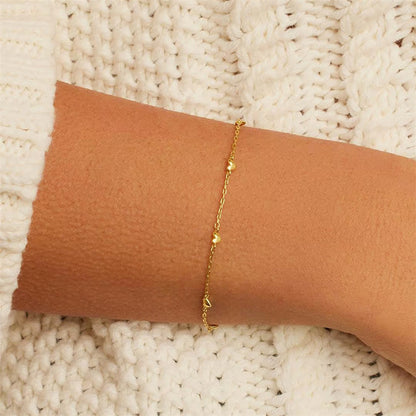 Amora Heart Charm Bracelet-925 Sterling Silver Minimalist Love Collection