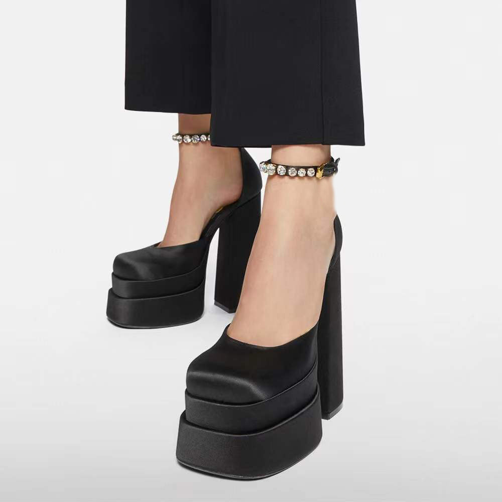 Adiffu Fashion Ankle Strap Pumps Chunky heels