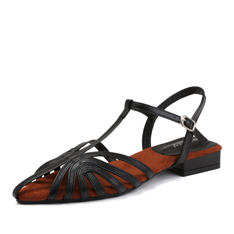 Selene Woven Roman Low-Heel Sandals
