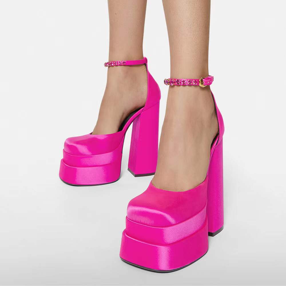 Adiffu Fashion Ankle Strap Pumps Chunky heels