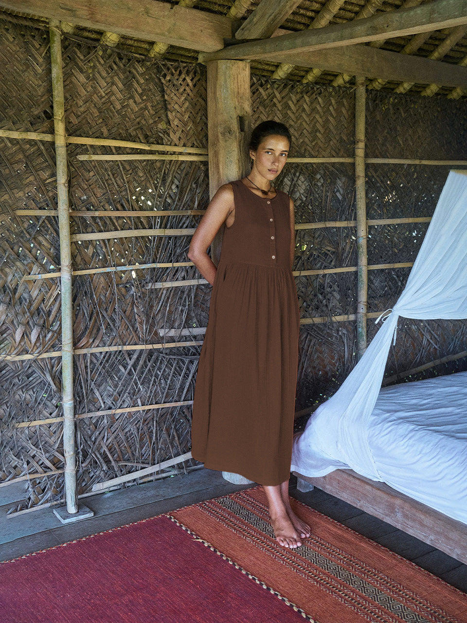 Élise Reversible Linen Midi Dress