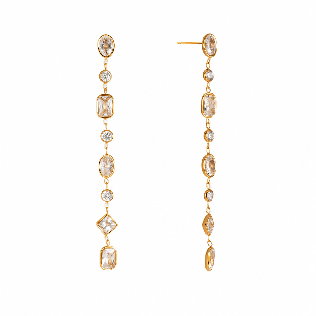 Colorful Zircon Tassel Earrings for Women-18K Gold Stainless Steel Elegant Jewelry