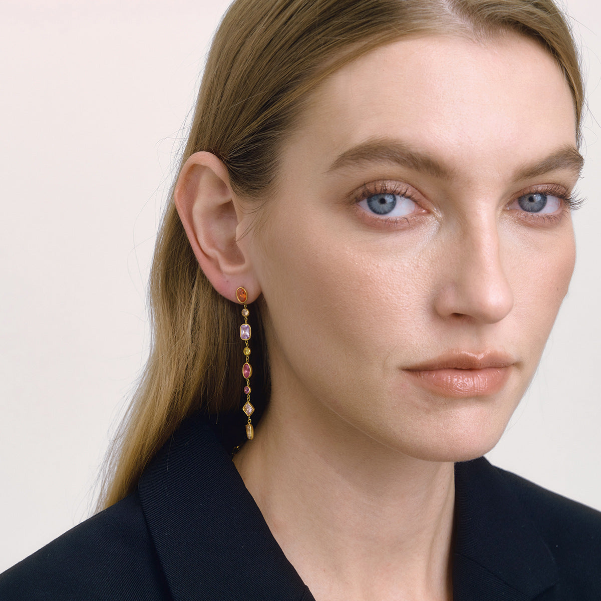 Colorful Zircon Tassel Earrings for Women-18K Gold Stainless Steel Elegant Jewelry