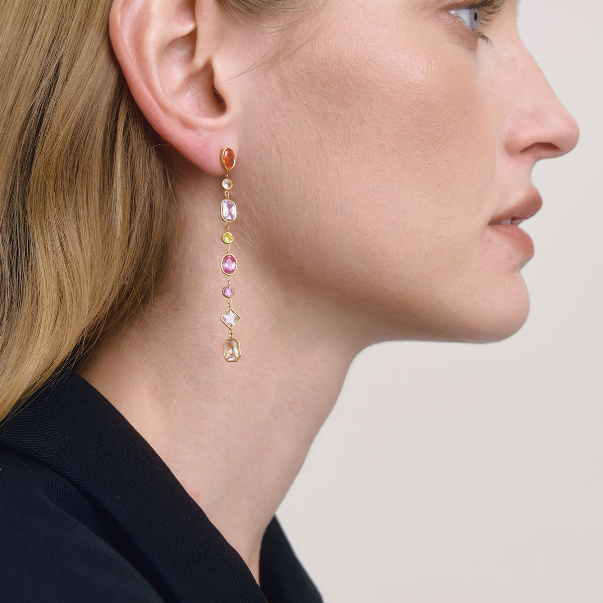 Colorful Zircon Tassel Earrings for Women-18K Gold Stainless Steel Elegant Jewelry