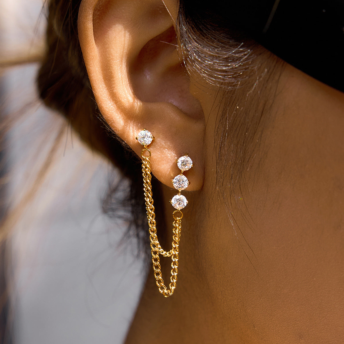Luxe Crystal Tassel Drop Earrings-18K Gold Stainless Steel