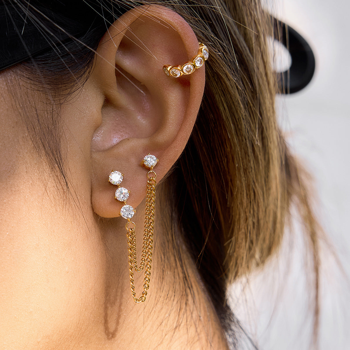 Luxe Crystal Tassel Drop Earrings-18K Gold Stainless Steel