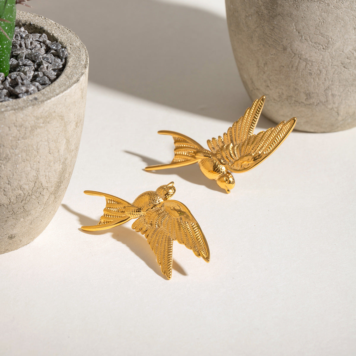 Minimalist Dove Peace Stainless Steel Earrings