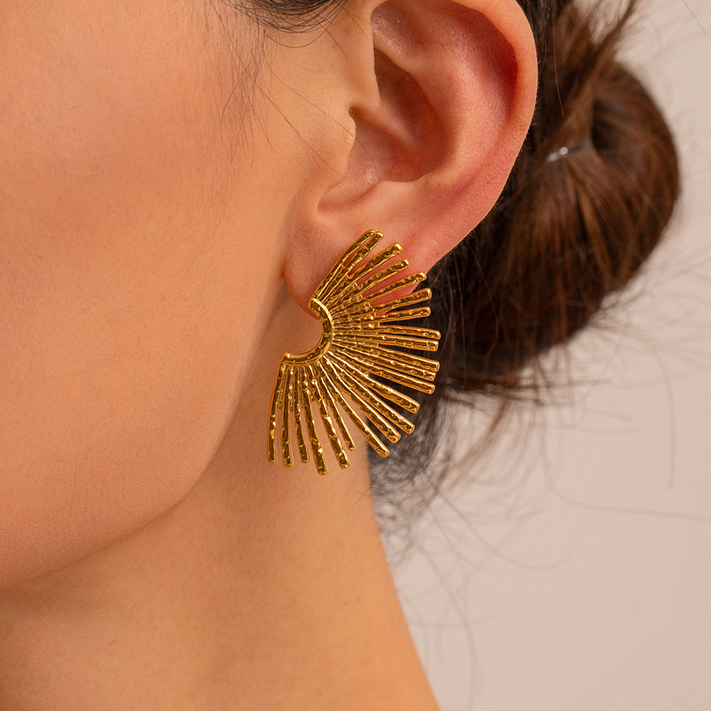 Asymmetrical Sunflower Stainless Steel Earrings for Women