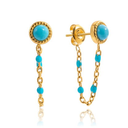 Trendy Boho Turquoise Tassel Earrings – Statement Summer Jewelry