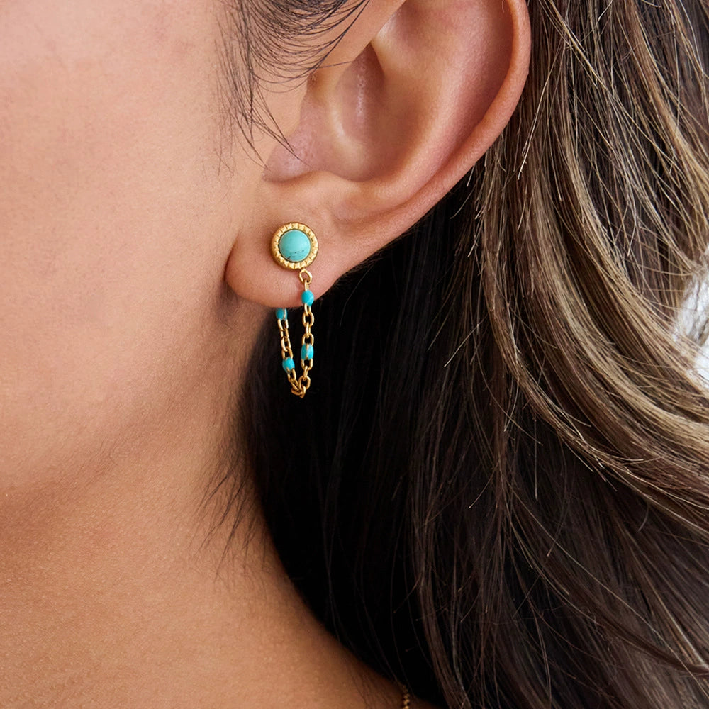 Trendy Boho Turquoise Tassel Earrings – Statement Summer Jewelry