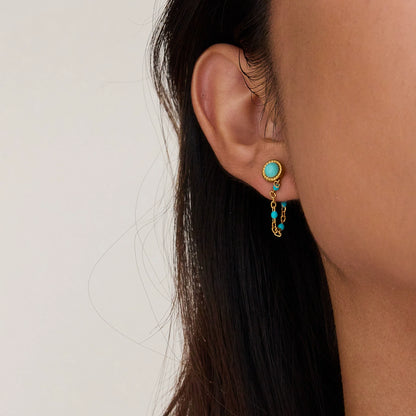 Trendy Boho Turquoise Tassel Earrings – Statement Summer Jewelry