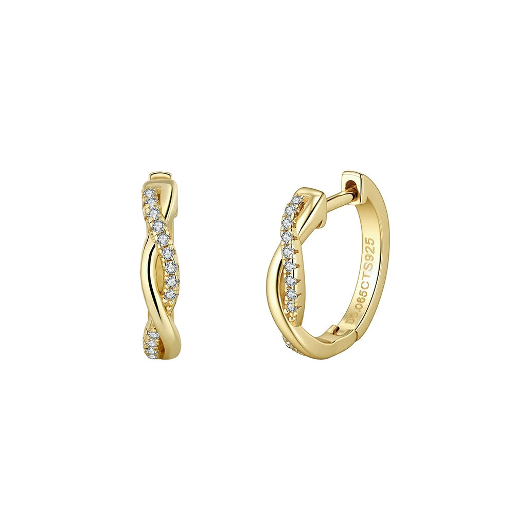 Aurora Möbius Twist Huggie Earrings – S925 Sterling Silver & Moissanite