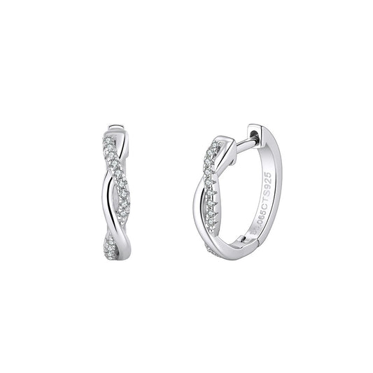 Aurora Möbius Twist Huggie Earrings – S925 Sterling Silver & Moissanite