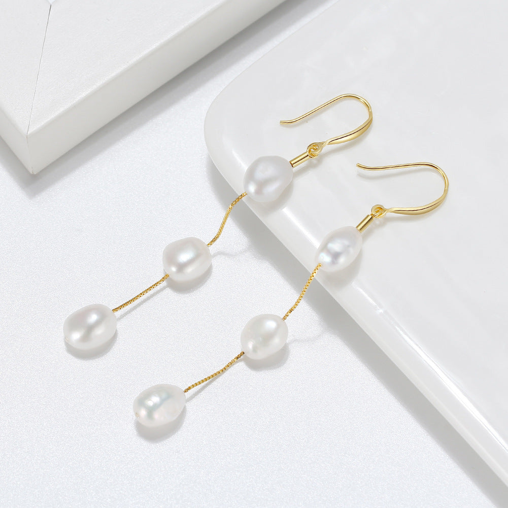 Seraphina Handmade Baroque Pearl Drop Earrings-S925 Sterling Silver
