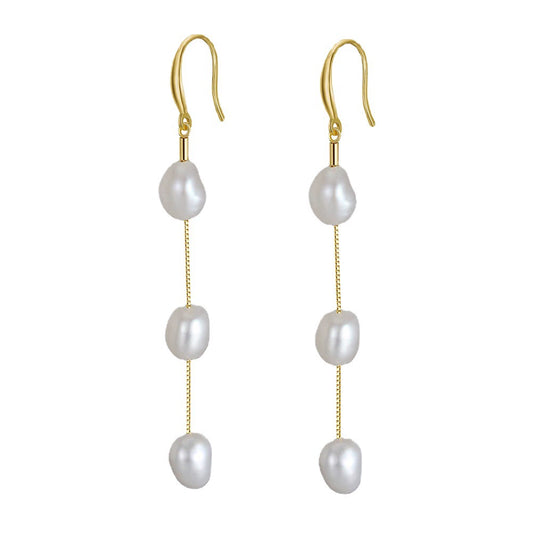 Seraphina Handmade Baroque Pearl Drop Earrings-S925 Sterling Silver