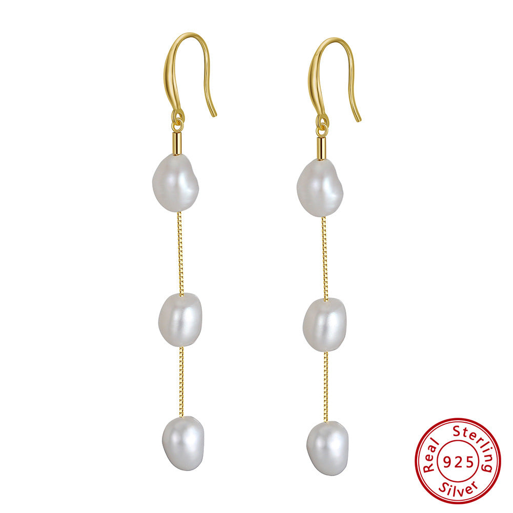 Seraphina Handmade Baroque Pearl Drop Earrings-S925 Sterling Silver
