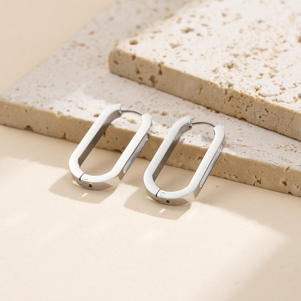 Urban Arc U-Shaped Hoop Earrings-Stainless Steel Minimal Geometric