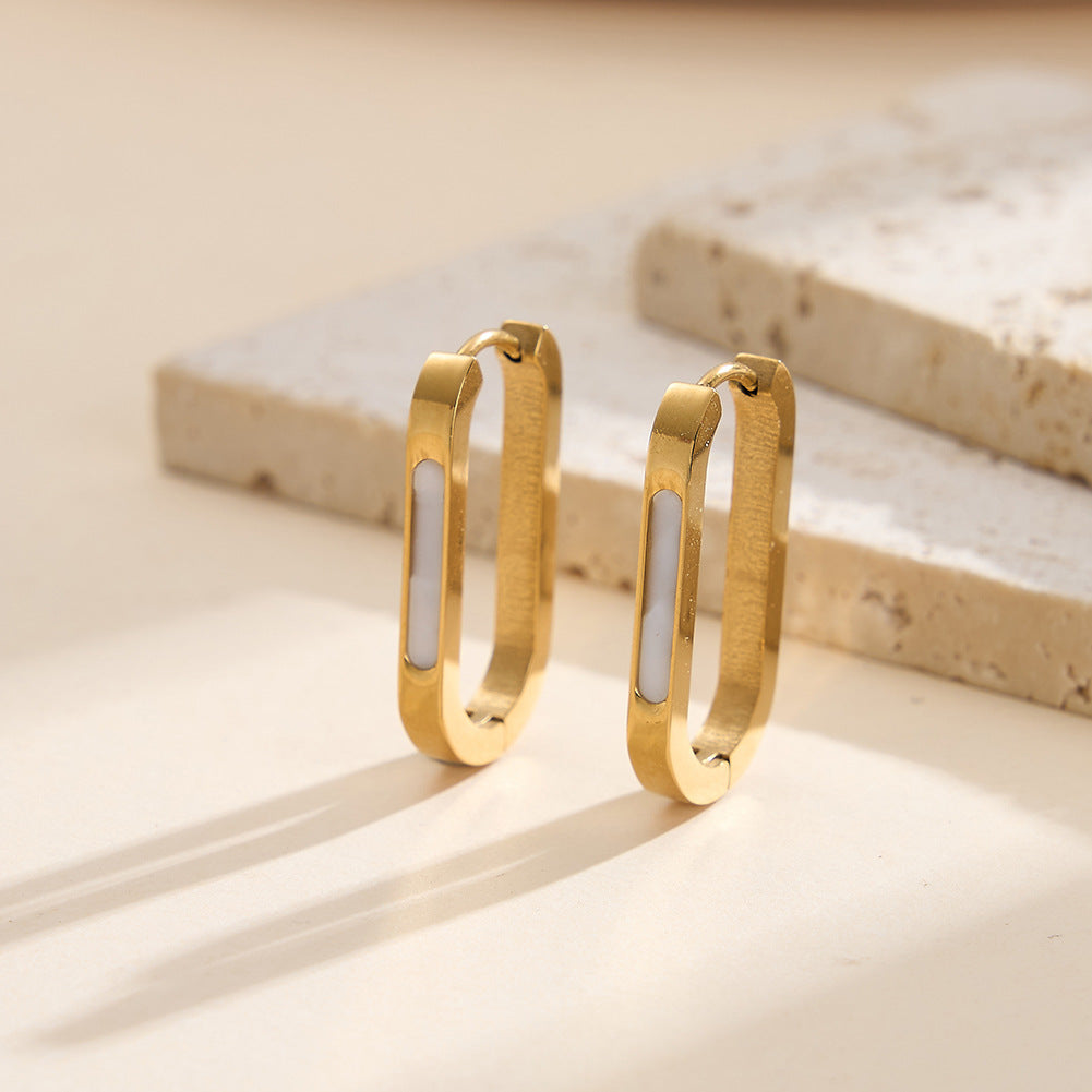 Urban Arc U-Shaped Hoop Earrings-Stainless Steel Minimal Geometric