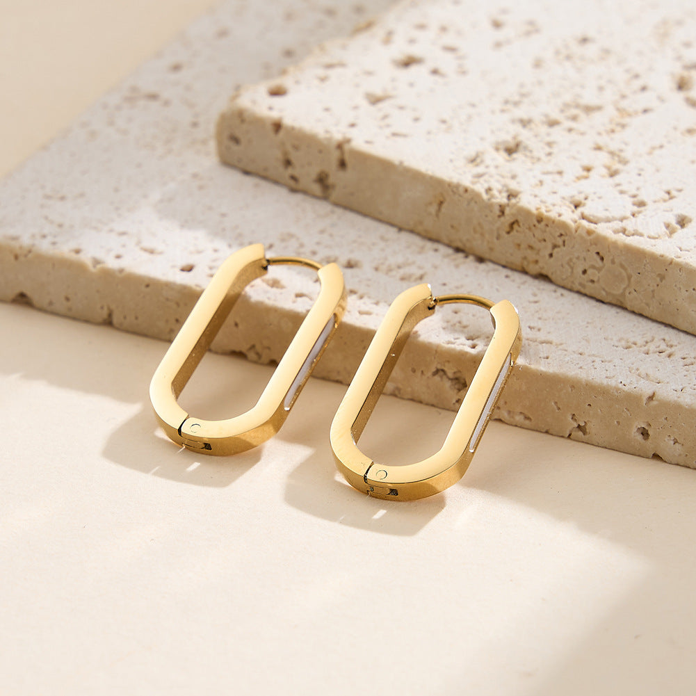 Urban Arc U-Shaped Hoop Earrings-Stainless Steel Minimal Geometric