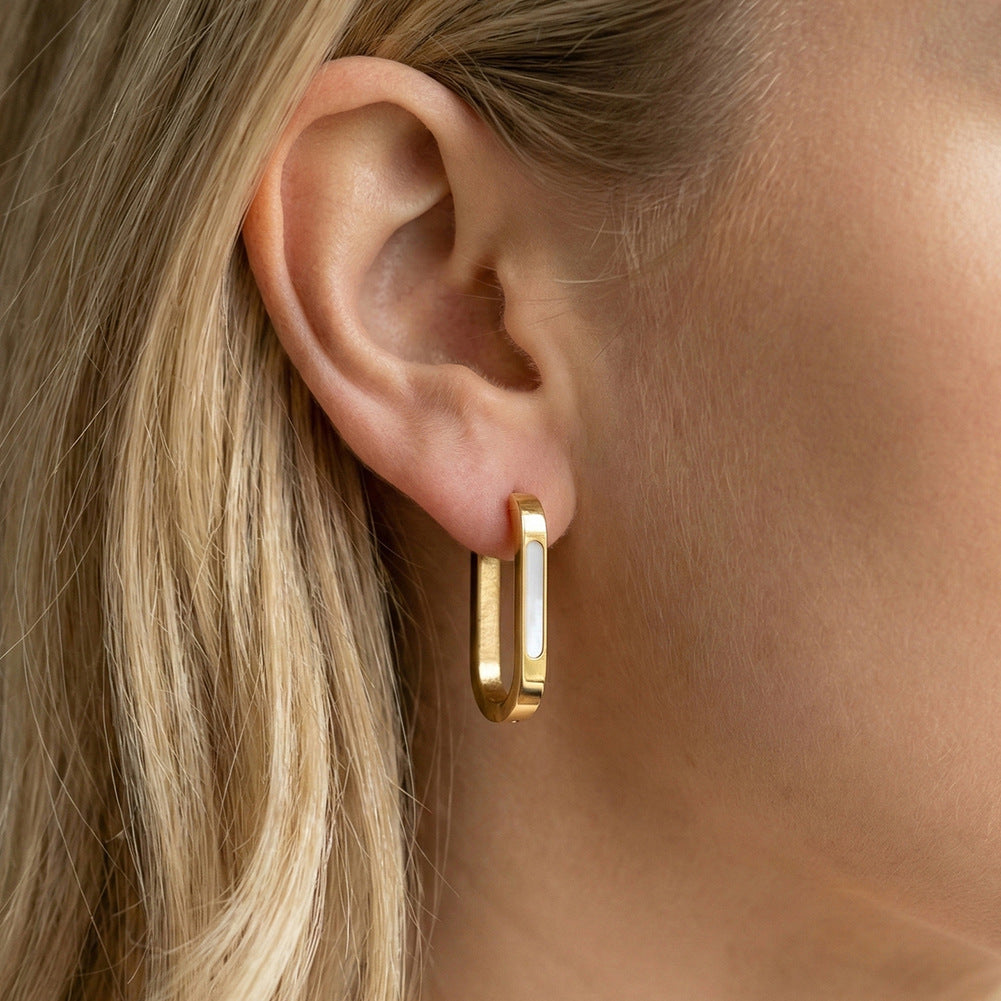 Urban Arc U-Shaped Hoop Earrings-Stainless Steel Minimal Geometric